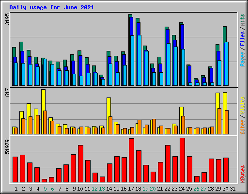 Daily usage for June 2021