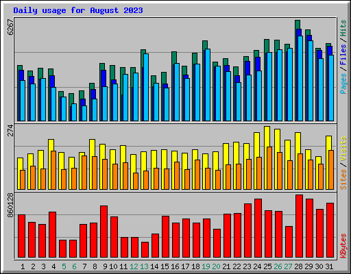 Daily usage for August 2023
