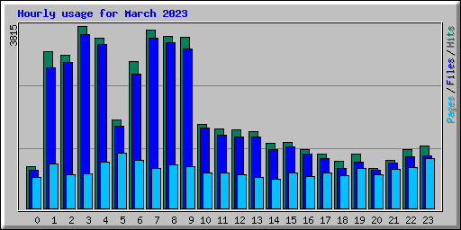 Hourly usage for March 2023